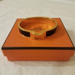 Hermes Clic H Bracelet in Black and Gold